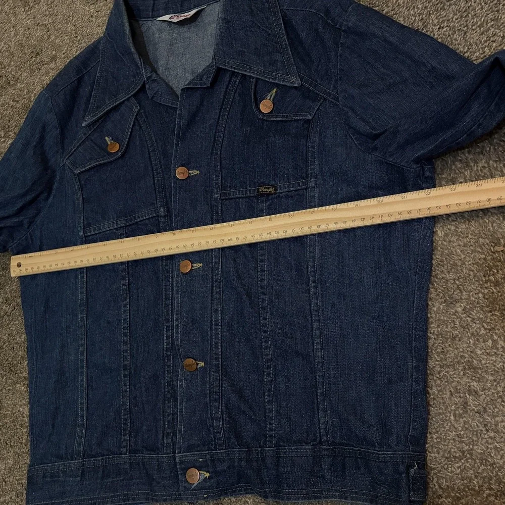 Vintage Wrangler Jacket Mens Large Blue Denim Western Bomber Button Front - Picture 4 of 8